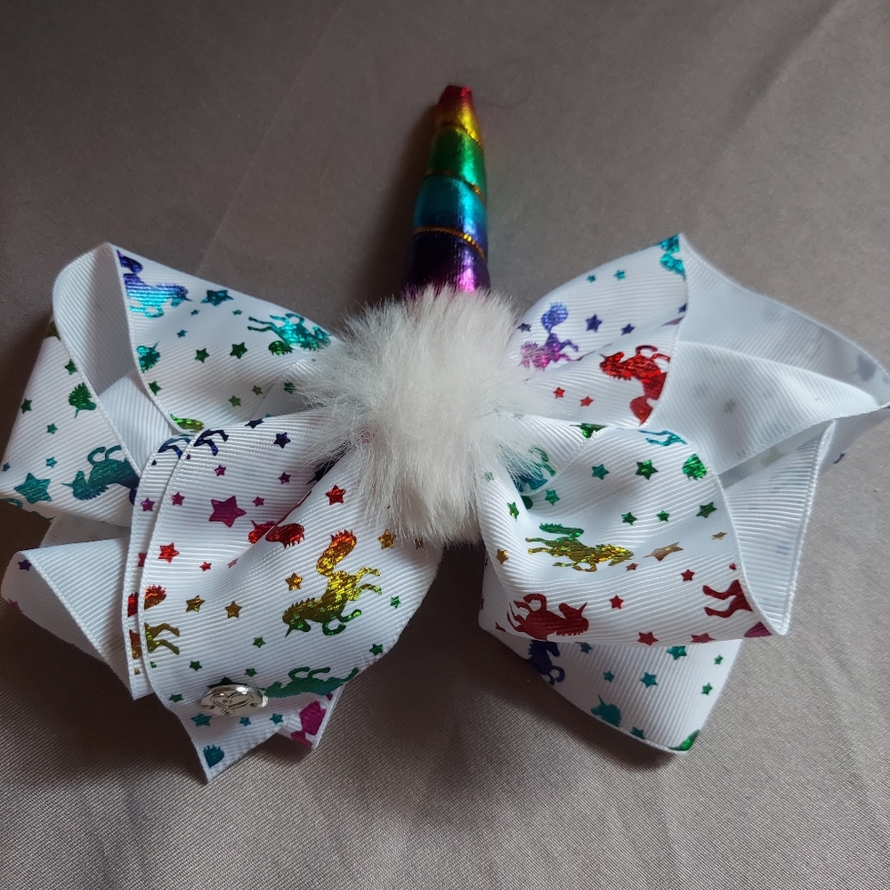 Unicorn Hair Clip Bow